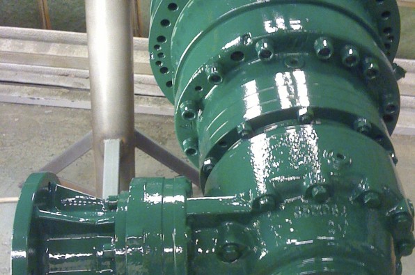 Industrial machinery refinishing in progress